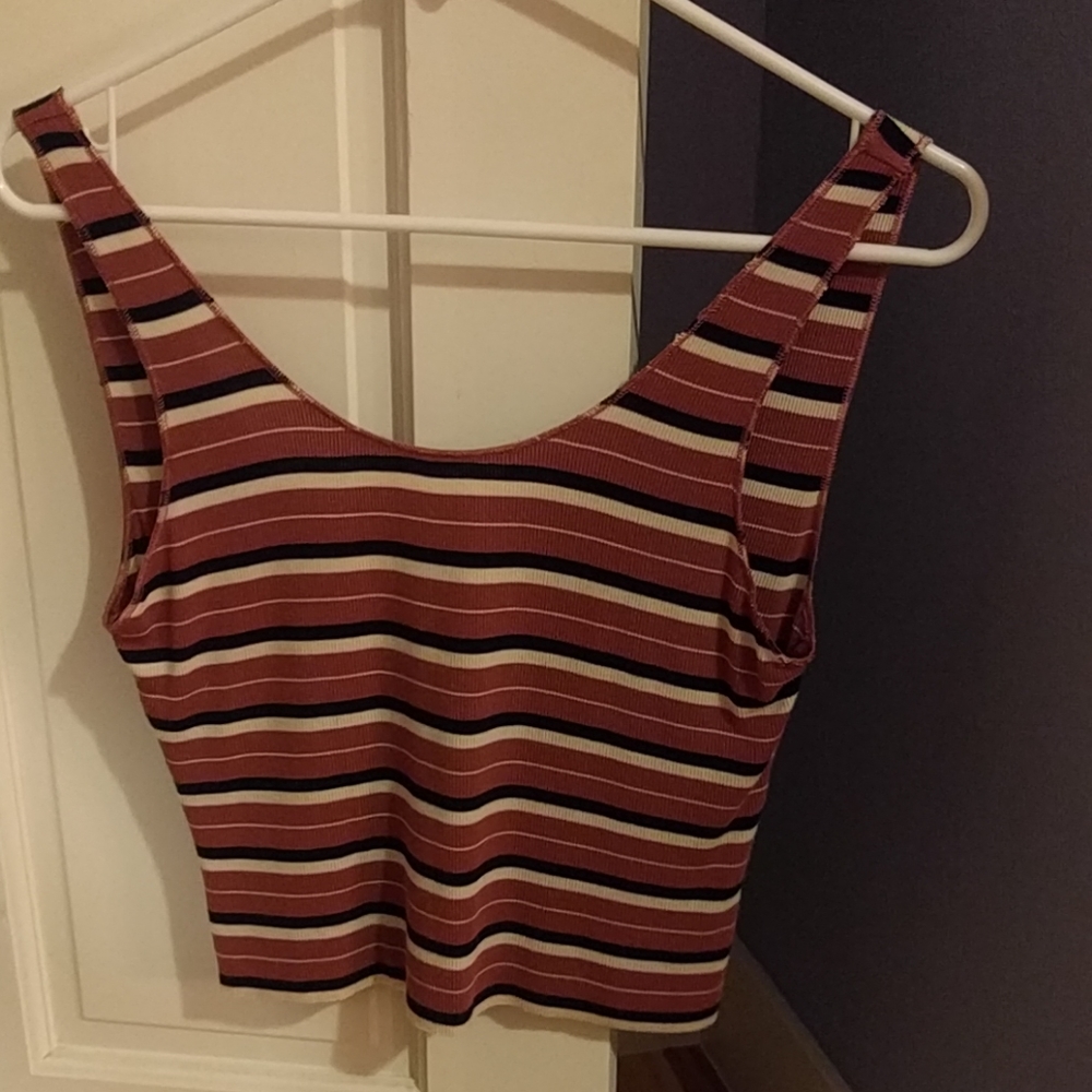 Free people pink, white, and black striped tank